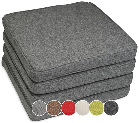 sunnypillow 4er Set Stuhlkissen wasserdicht UV-lichtecht 40 x 40 x 5cm - Polsterauflage Auflage für Stühle/Bänke - Sitzkissen Stuhlauflage für Haus und Garten - Indoor/Outdoor - Anthrazit