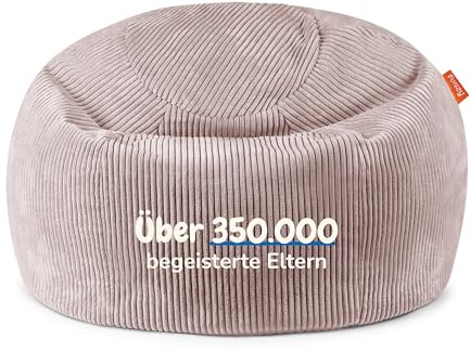 Funzy Sitzsack für Kinder aus Cord mit Füllung aus Schaumstoff, Kindersitzsack für Mädchen und Jungen aus hochwertigen Materialien, Oeko-TEX 100 Zertifiziert mit 3 Jahre Garantie, Krischblüte Rose