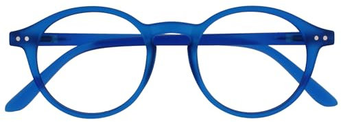 OPULIZE REY Reading Glasses - Retro Round Frame - Matt Blue - Mens Womens - Spring Hinges - R56-3 - +2.50