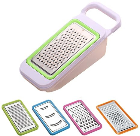 Wjelet 4 Psc Vegetable Grater Set, Cheese Grater with Container and Lid, Multifunctional Grater with Container for Kitchen, Includes Vegetable Grater, Cheese Grater and Slicer