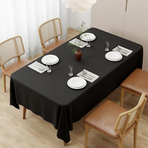 Zdada Black Rectangular Polyester Table Cloths 300x150cm(118x59Inch) | Extra Large Rectangle Washable Table Cloth Long Polyester Fabric Tablecloth for Wedding Banquet Party Home Dining Table Cover
