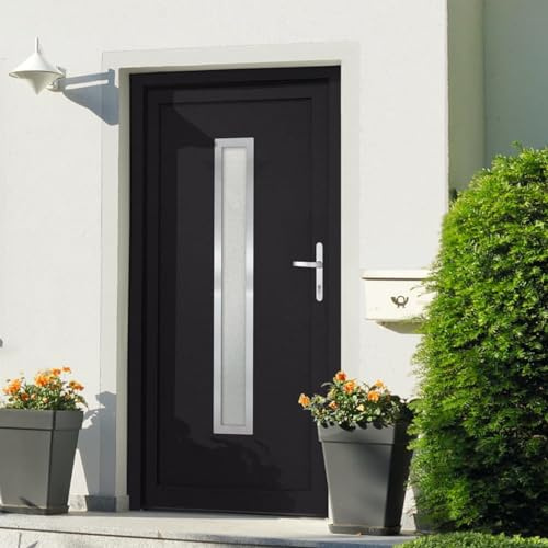 Gecheer porta d'ingresso pvc antracite 98x208 cm per negozio, balcone, casa