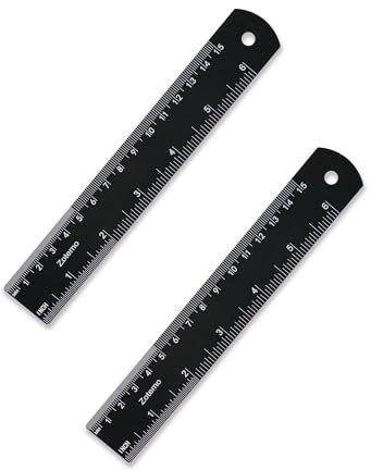 Zotemo 6 Inch Metal Ruler Set - Dual Scale Metric & Imperial,150 mm Straight Edge Rule, Laser Engraved, Edge-to-Edge Measuring for School, Geometry, Crafting & Gifts (2-Pack)