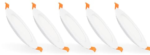 LEDKIA LIGHTING Pack 5 Placas LED Circulares 18 W 4000 K Blanco Neutro SuperSlim | Corte Ø 205 mm | Panel empotrable para iluminación interior en oficinas; pasillos y viviendas