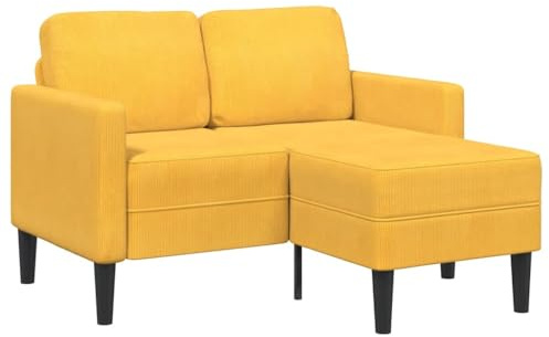 KTHLBRH Sofá 2 plazas con Chaise Longue en Forma L Amarillo Claro Sofá de 2 Plazas en Forma L con Chaise Lounge, Tapizado en Lino Transpirable y Estructura Robusta 125c