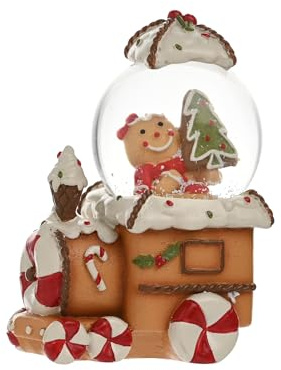 Widdop Santa & Friends Train Snow Globe – Palla di neve in vetro da 45 mm con disegno di treno di pan di zenzero – ornamento festivo e regalo