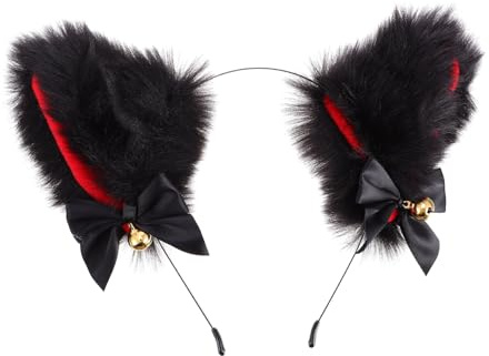 Cabilock Diadema de Orejas de Gato de Felpa con Lazo Negro y Campana Dorada Accesorio para Cosplay y Fiestas Diadema Adorable para Niñas y Mujeres Diseño Único y Llamativo