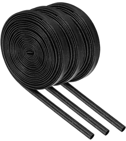 QUARKZMAN 3 stycken isolerande flätade ärmar för kablar brandskydd 16,4 fot-6 mm DI svart glasfiberhylsa med silikonbeläggning elektrisk ledning