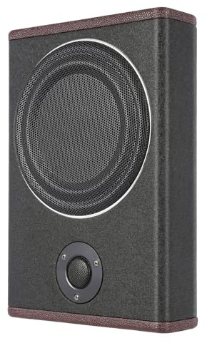 Deurqund aktiv subwoofer för bil, 600 W 8 tums basbox, 36,5 × 26 × 6,8 cm | Installation under säte, för limousiner/SUV. 40–200 Hz, justerbar basförstärkning (0–12 dB), fjärrkontroll