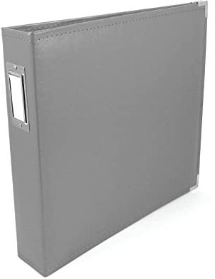 We R Memory Keepers 12x12 Photo Album - Faux Leather with 5 Page Protectors and Spine Label - Snag-Free D-Ring Scrapbooking Memory Album, Acid-Free, Charcoal