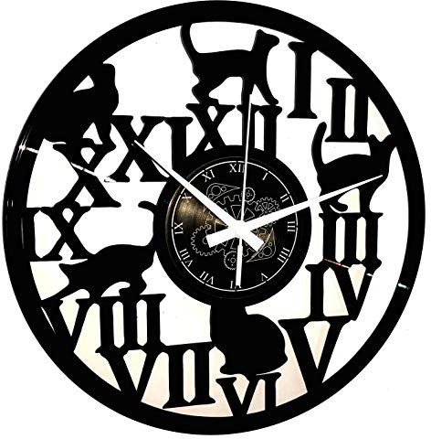 Instant Karma Clocks | Katzen Wanduhr – für Katzenfreunde | Geräuschlosem Quarzwerk | Geschenkidee für Küche, Schlafzimmer, Wohnzimmer