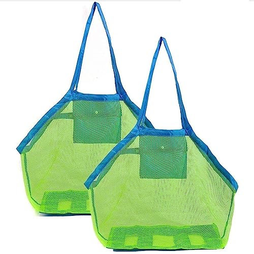 FUNNY HOUSE Borsa da Spiaggia Grande Portatili Pieghevoli Giochi Borsa a Rete Anti-Sabbia per Mare Piscina Barca per Riporvi Giocattoli da Bambini