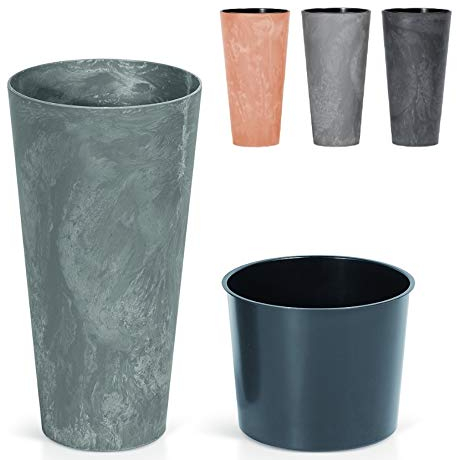Blumenkübel Blumentopf Pflanzkübel Übertopf Beton-Optik oder Corten-Optik mit Einsatz Slim Vase Pflanztopf Beton Design (250 Corten)