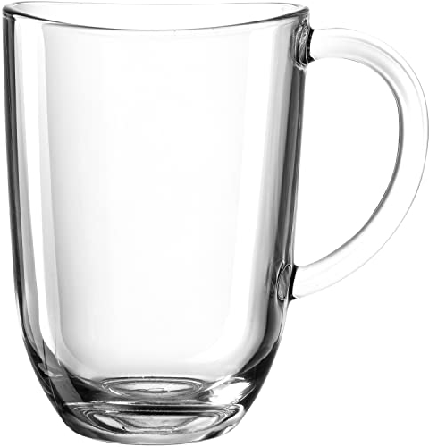 Leonardo Napoli Latte Macchiato-Tassen 1 Stück, spülmaschinengeeigneter Kaffee-Becher, Glas-Tasse mit Henkel, mikrowellenfest 380 ml, 1er Set 024203