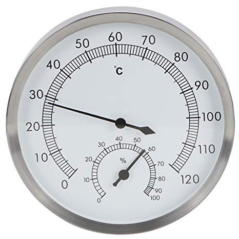 Rostfritt Stål Bastu Rumstermometer Hygrometer ångbadstermometer med Lättläst Skala Termo-hygrometer Bastu Tillbehör