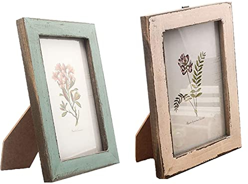 Wuuooei Cornici per Foto Vintage, 2 Pezzi Cornici per Foto in Legno, Portafoto Retro, Portafoto Shabby Chic da Tavolo, Cornice Foto con Staffa, per Display da Parete o da Tavolo, 17,6 * 12,6 * 1,2 cm