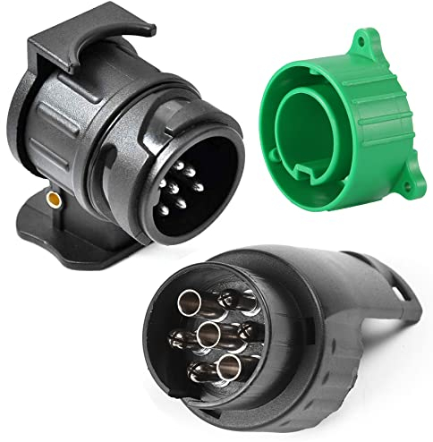 DARKGUARD Adaptateur de Remorque 7 Broches vers 13 Broches et Adaptateur Prise Remorque 13Broches vers 7Broches et Prise de Stationnement pour Prises 13 Broches,Voitur Fiche Attelage Prise Caravane