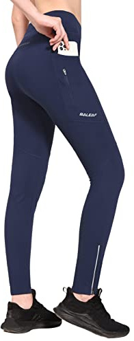BALEAF Fleecefodrade leggings för kvinnor, vinter, termiska, vattentåliga leggings med blixtlåsfickor, vandring, löpning, cykling, tights, utrustning