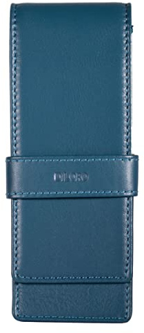 DiLoro Leather Triple Pen Case Pencil Pouch Holder for Three Fountain Ballpoint Rollerball Pens and Pencils (Sololio Blue)