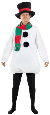 Funidelia Disfraz de muñeco de nieve para hombre, Incluye traje, bufanda y sombrero, Navidad - Traje para adultos para fiestas, Carnaval y Halloween - Talla M-L