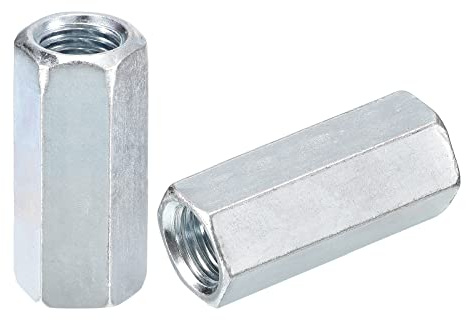 sourcing map 3pcs M14x19x45mm Coupling Nuts Hex Threaded Rod Coupler | Galvanized Carbon Steel for Furniture,Electronic,Industrial
