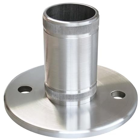 Einschlag-Bodenflansch, für Rohr Ø 48,3x2,0 Edelstahl V2A Rohrflansch Flansch Wandflansch Bodenanker Ronden Ronde für Rohre Geländerbau Geländer Treppen Balkongeländer Terrassengeländer Balkon ...