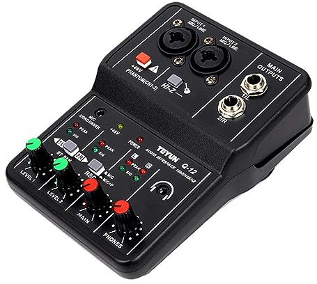 Btuty Interfaz de audio Tarjeta de sonido de grabación profesional Tarjeta de sonido de interfaz de audio USB de 16 bits/48 kHz 2 entradas y 2 salidas con alimentación fantasma