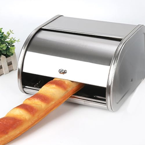 Blanketswarm Brödlåda för Köksbänk, Brödlåda i Rostfritt Stål med Upprullningslock, Brödförvaringsbehållare med Stor Kapacitet, Brödkärl i Metall, för Brödkakor Donut Matbestick(Matt)