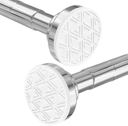 wintfarm Extendable Shower Curtain Poles 60-290 cm,No Drill Tension Rod Adjustable Shower Curtain Rail,Non-Slip,Never Rust,304 Stainless Steel,for Bathroom,Kitchen(Silvery, 60-290 cm/23-114 in)