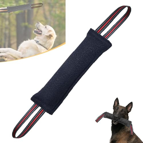 Euyaita Mordedor Perro 30 cm Salchicha Mordida para Perros con 2 Asas Juguetes para Perros de Entrenamiento K9 Dummy Juguete Interactivo para Perros Motivador Canino Resistente (Negro)