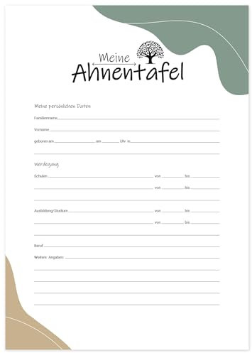 RNKVERLAG Ahnentafel - Meine Ahnentafel für 7 Generationen, DIN A2 gefalzt auf DIN A4, Naturpapier 160g/m², 1 Stück
