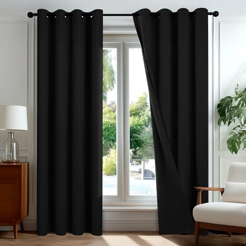 Deconovo Lot de 2 Rideau occultant 140x180 Noir