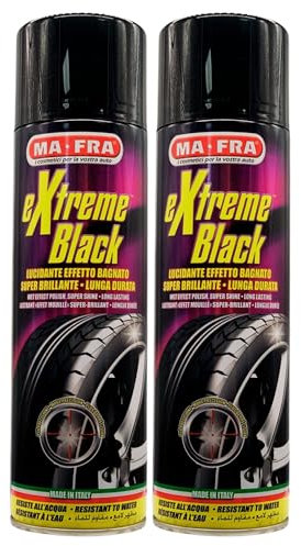 FEI FAN Lucidante Effetto Bagnato per Gomme Extreme Black Super Brillante, Lunga Durata e Resistente all'Acqua. Nero Estremo per Le Gomme 500ml (2 Spray)