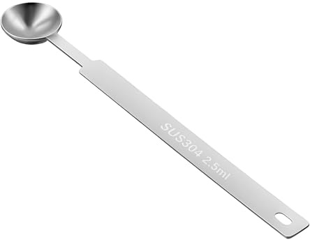 Cucchiaino da 1/2 cucchiaino (1/2 cucchiaino, 1/6 cucchiaio, 2,5 ml), misurino singolo con manico lungo, in acciaio inox, per misurare chicchi di caffè, spezie, cereali, forniture da cucina
