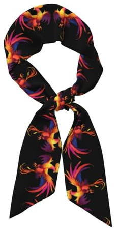 QAZWZML Mitica fenice stampata sciarpa di seta, elegante fascia, può essere utilizzato anche come braccialetto, cravatta o accessorio per cappello.