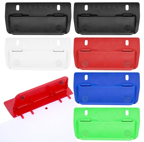 ZHIYUQL® 6 Stück Taschenlocher Set, Locher für Ordner, Mini Locher Schule, Mappen Löcher Tacker, Taschenloch Flach Löcher Kompakt für Unterwegs Papier, Karton, Fotos (Weiß+Schwarz+Rot+Blau+Grün)