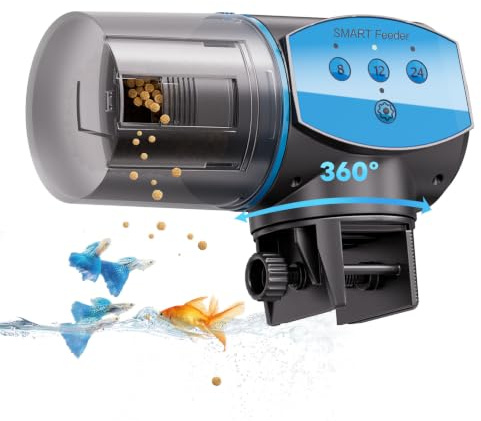 Automatic Fish Feeder for Aquarium, 200ML Large Capacity Auto Fish Food Dispenser with Timer, Programmable Vacation Feeder for Small & Large Fish Tank, Betta & Turtle Tank