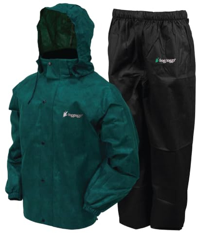 FROGG TOGGS Men's Standard Classic All-Sport 3-Layer Waterproof Breathable Rain Suit, Dark Green/Black, XX-Large