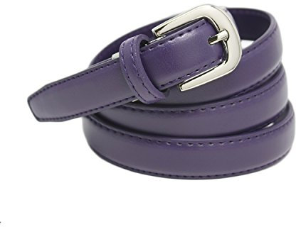 Yehman - Cintura da donna classica sottile alta 2 cm, in pelle di vacchetta, regolabile, lunga 120 cm, viola., 120 cm