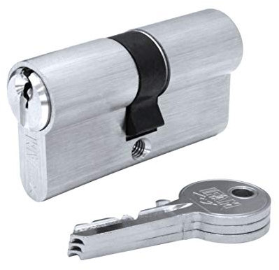 Ifam F5S3030N (038380)- Cilindro europerfil para puertas, leva larga, bombín cerradura 5 pitones, antitaladro, antiganzúa, 3 llaves, acabado níquel, 30/30 (60 mm)