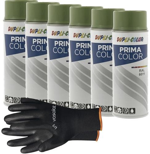 vasalat Dupli-Color Lackspray resedagrün glänzend RAL 6011 - Sprühlack für Metall, Kunststoff und Holz - wetterfeste Sprühfarbe für den Innen- und Außenbereich UV -beständig, 6 Stück