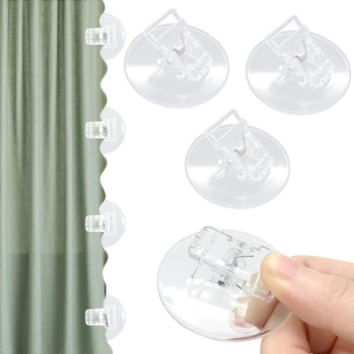 4 Pack Shower Curtain Clips, Windproof Shower Splash Guard，Self Adhesive Shower Curtain Holder for Inside Shower Splash Water Wall,Clear