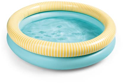 QUUT Dippy – Hochwertiger aufblasbarer Pool & Planschbecken, 120cm, Gartengrün – Design für Kinder ab 2 Jahren, aus robustem PVC 0,30mm, rund mit 2 Zugluftstoppern (bananenblau)