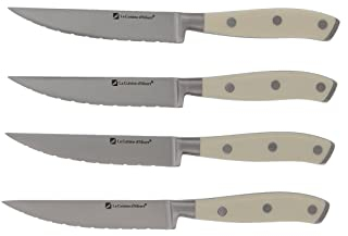 Albert de Thiers - L'IRRESISTIBLE - Set de 4 Couteaux à Steak - Lames Acier Inoxydable Microdentées - Manches Ergonomiques - Design Élégant - Boîte Cadeau Raffinée