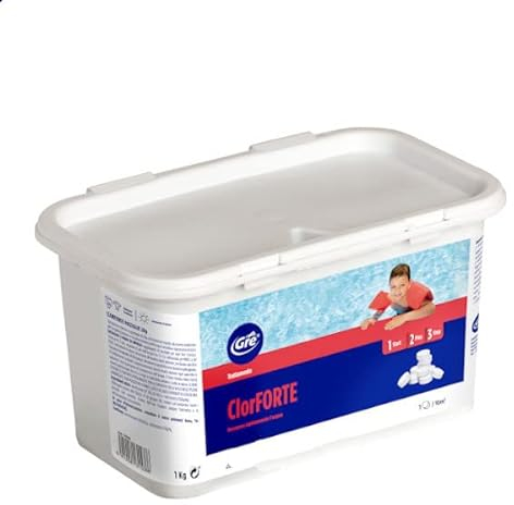 Cloro piscine dicloro Gre pasticche da 30 gr per clorazione acqua, 1 kg 76100L