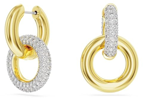 Swarovski Dextera Kreolen, Weiße und Vergoldete Damenohrringe mit Strahlenden Swarovski Kristallen