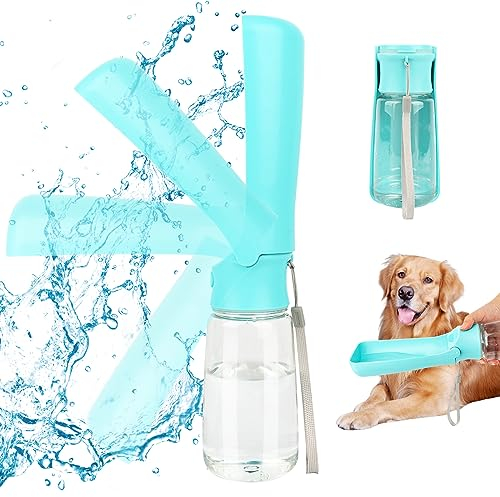 VFANDV Tragbare Haustier Trinkflasche, Trinkflasche Hunde, Hundewasserflasche, 180°Faltbare Hund Katze Haustiere Auslaufsicher Wasserflasche für Täglich Spazieren Gehen Reisen Campen (350ML)
