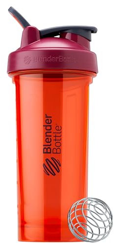 BlenderBottle Shaker Bottle Pro Series Perfect for Protein Shakes and Pre Workout, 28-Ounce, Full-Color Coral