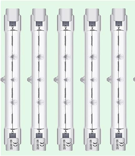 Vinaco R7S Bulb 78MM 120W, 5 Pack J78 R7S Halogen Bulb Dimmable with 2800K Warm White, High Output 2200LM R7S Halogen Lamp 230V 120W, Long Lifespan R 7S 78MM Bulbs for Security Light, Landscape Light