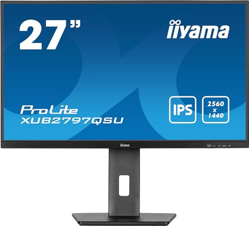 iiyama Prolite XUB2797QSU-B2 68,5cm 27 IPS LED-Monitor WQHD 100Hz HDMI DP USB3.2 Slim-Line Höhenverstellung Pivot AdaptiveSync schwarz